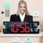 Preview: Wand-Digitaluhr mit Doppelwecker, Fernbedienung & Temperaturanzeige