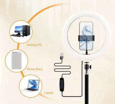 Preview: 10-Zoll LED-Ringlicht mit 43,3-Zoll Metallstativ