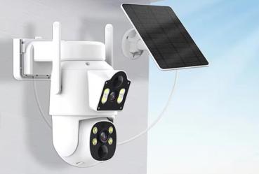 Solarbetriebene Dual-Lens Außen-Sicherheitskamera