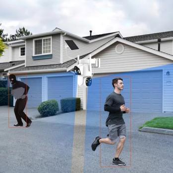 Solarbetriebene Dual-Lens Außen-Sicherheitskamera