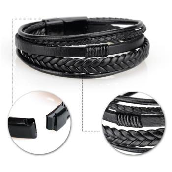 Herren Leder Armband mit magnetischem Verschluss