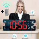 Wand-Digitaluhr mit Doppelwecker, Fernbedienung & Temperaturanzeige